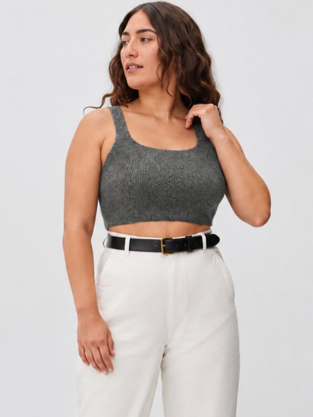 Everlane The Cozy-Stretch Tank Dark Grey Wool Yak Blend Knit Top S NWT